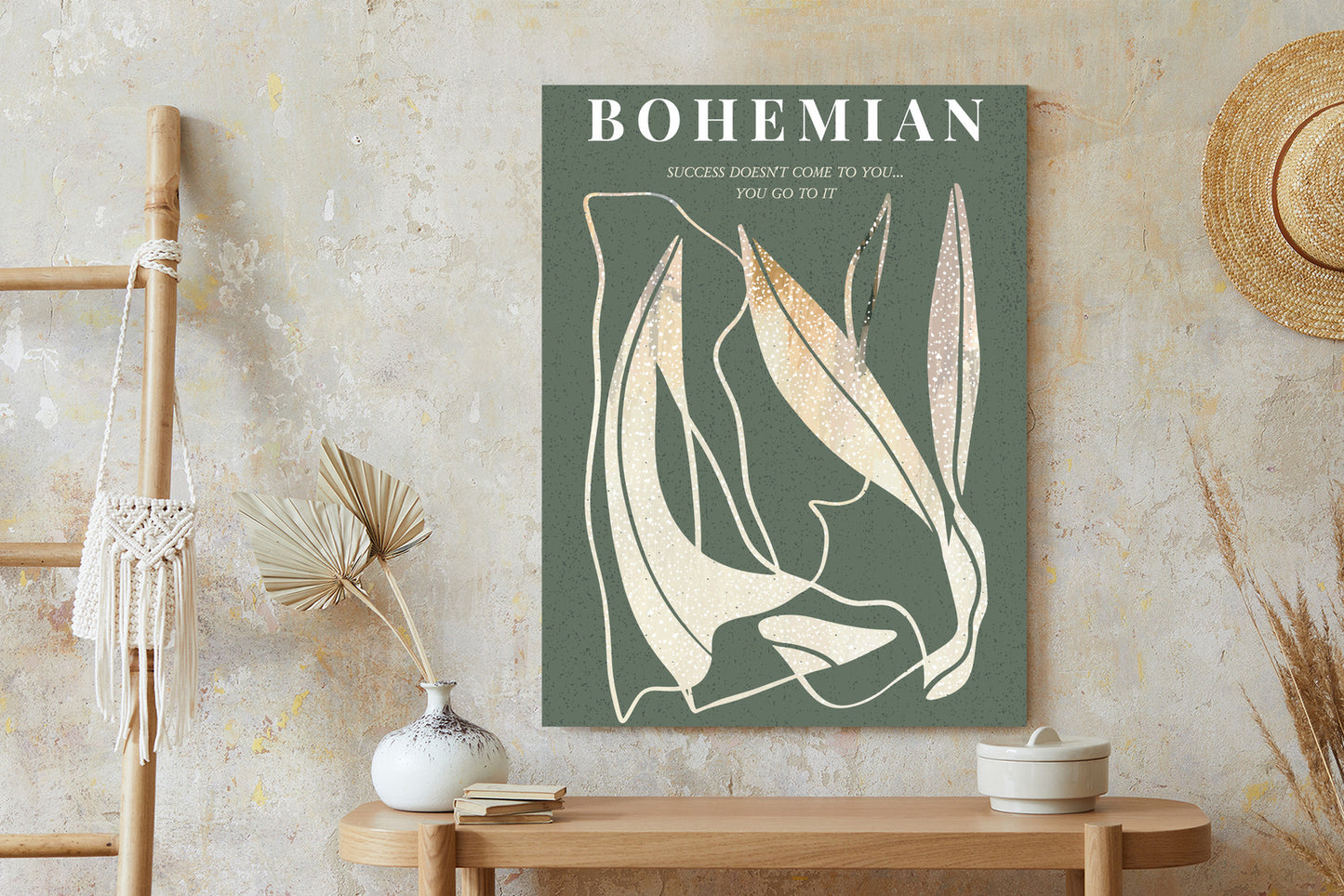 Poster Moderne Illustration Mit Goldenen Elementen Rahmen Holz Mit Passepartout Farbe Natürlich