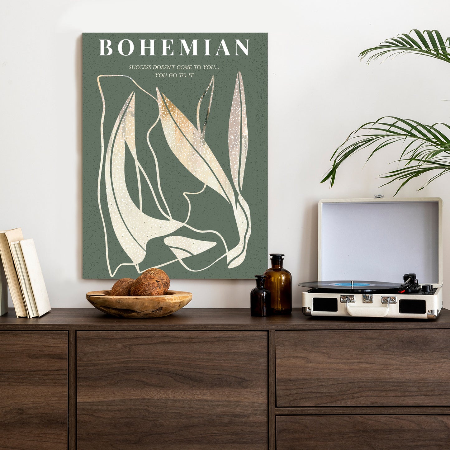 Poster Moderne Illustration Mit Goldenen Elementen Rahmen Holz Mit Passepartout Farbe Natürlich