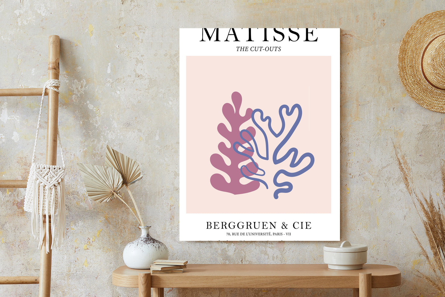 Poster Matisse-Korallen Rahmen Holz Mit Passepartout Farbe Natürlich