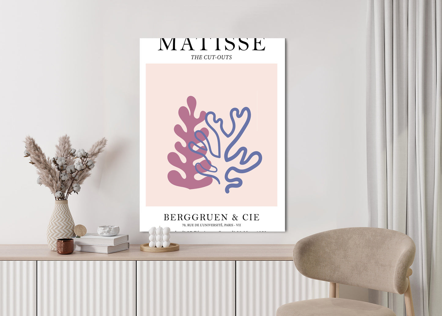 Poster Matisse-Korallen Rahmen Holz Mit Passepartout Farbe Natürlich