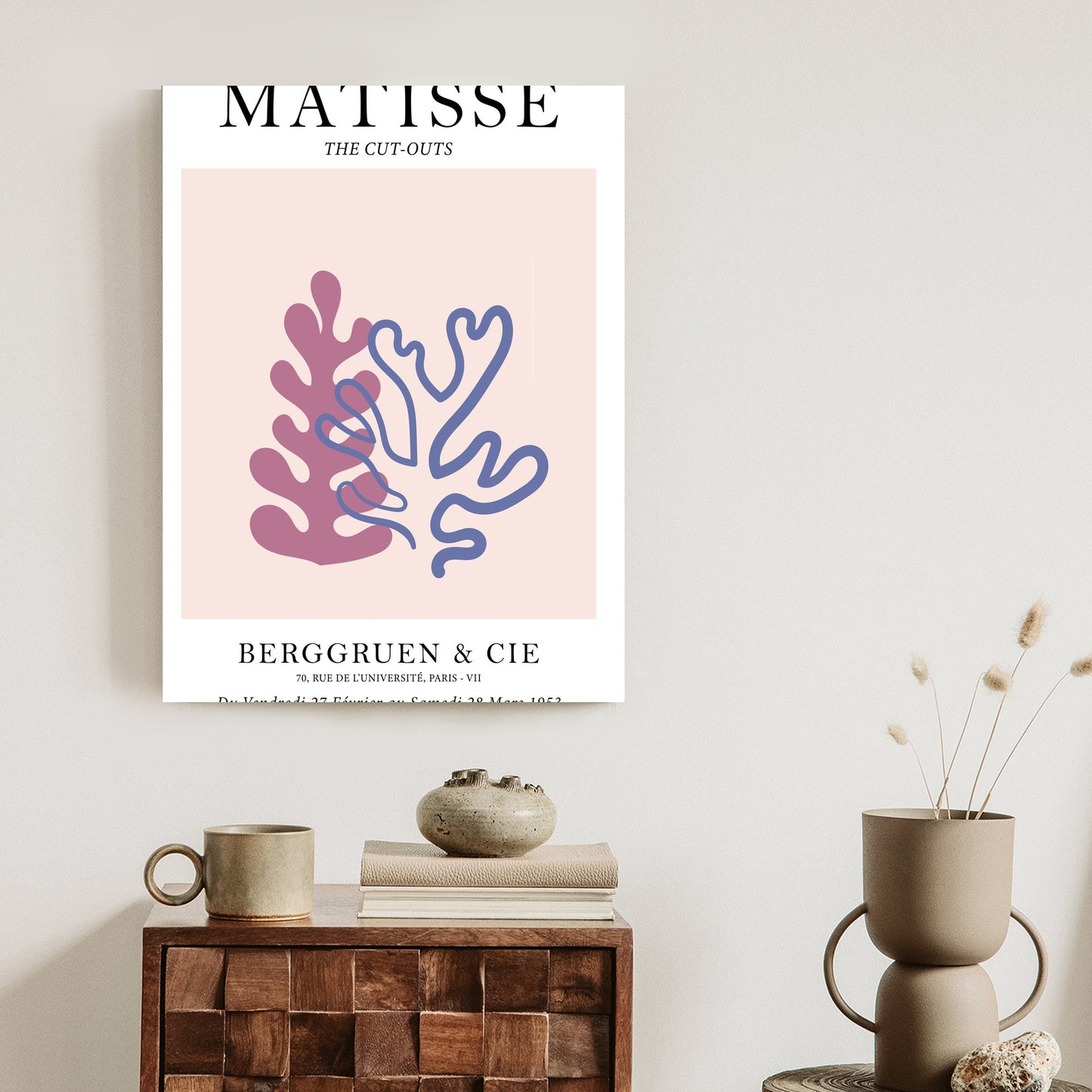 Poster Matisse-Korallen Rahmen Holz Mit Passepartout Farbe Natürlich