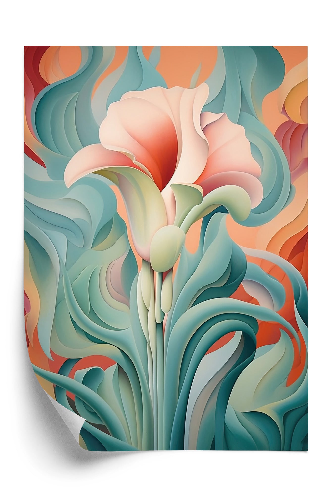 Poster Atemberaubender Floraler Hintergrund Rahmen Holz Mit Passepartout Farbe Natürlich
