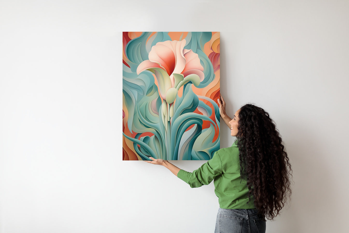 Poster Atemberaubender Floraler Hintergrund Rahmen Holz Mit Passepartout Farbe Natürlich