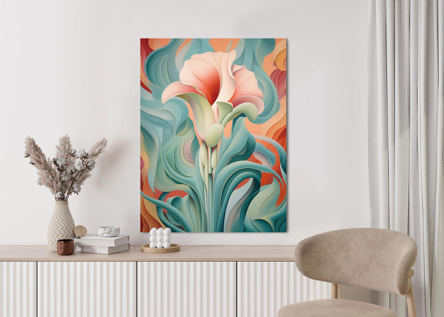 Poster Atemberaubender Floraler Hintergrund Rahmen Holz Mit Passepartout Farbe Natürlich