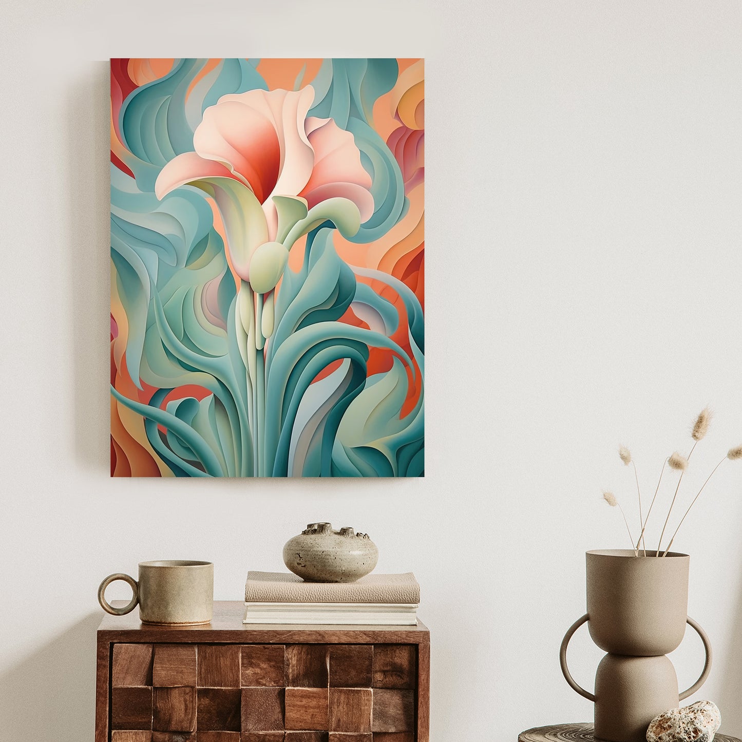 Poster Atemberaubender Floraler Hintergrund Rahmen Holz Mit Passepartout Farbe Natürlich