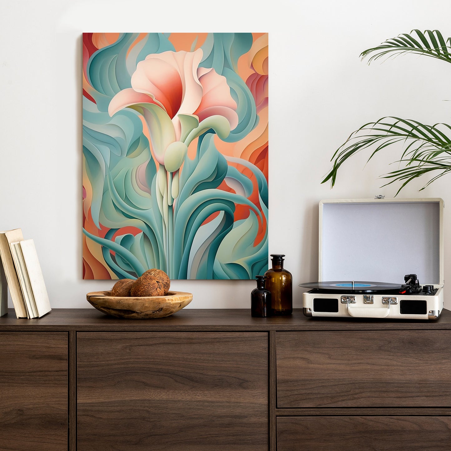 Poster Atemberaubender Floraler Hintergrund Rahmen Holz Mit Passepartout Farbe Natürlich