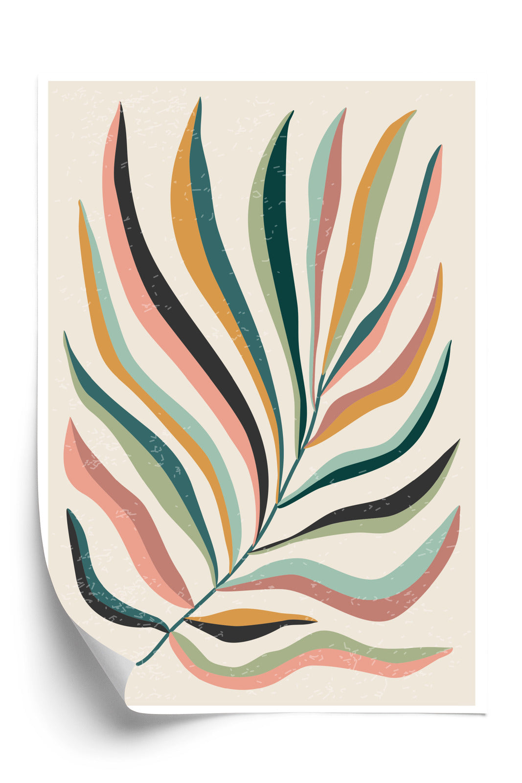 Poster Mehrfarbiges Matisse-Blatt Rahmen Holz Mit Passepartout Farbe Natürlich
