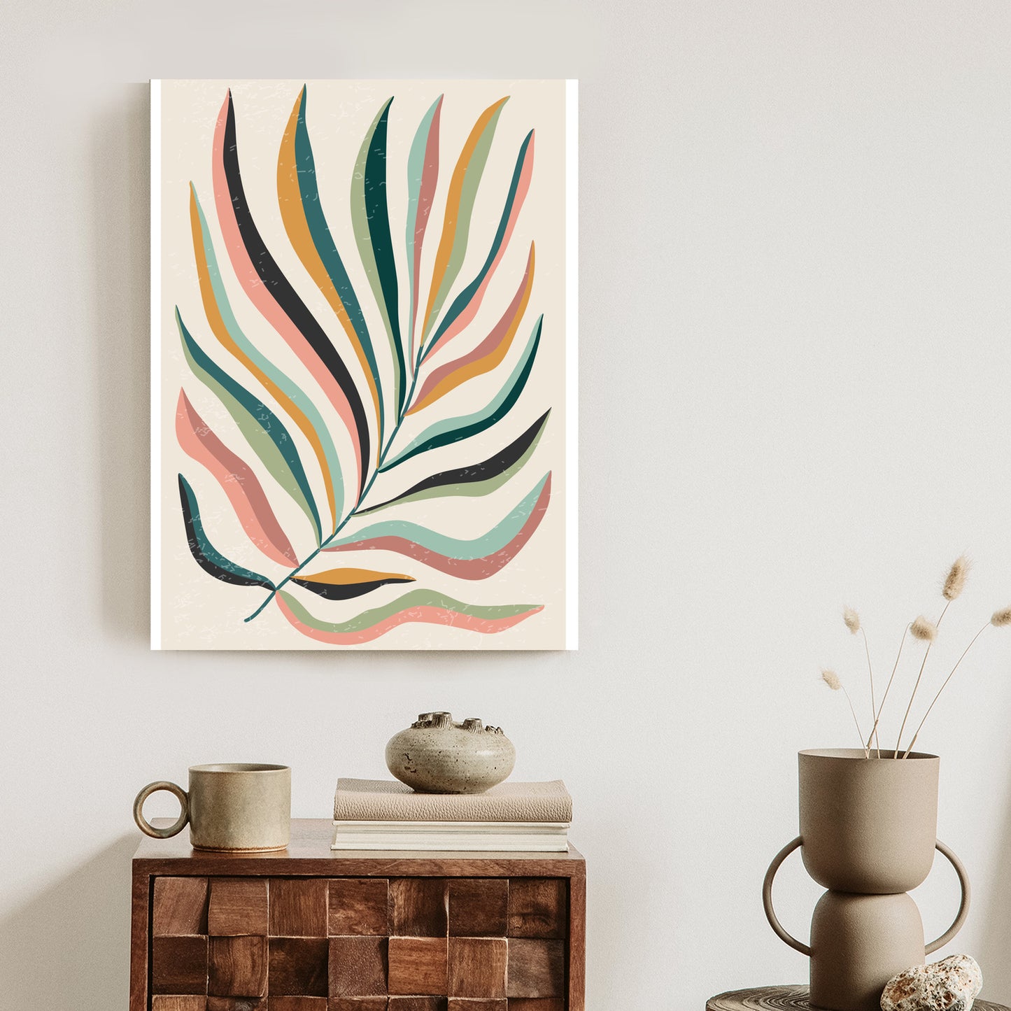 Poster Mehrfarbiges Matisse-Blatt Rahmen Holz Mit Passepartout Farbe Natürlich