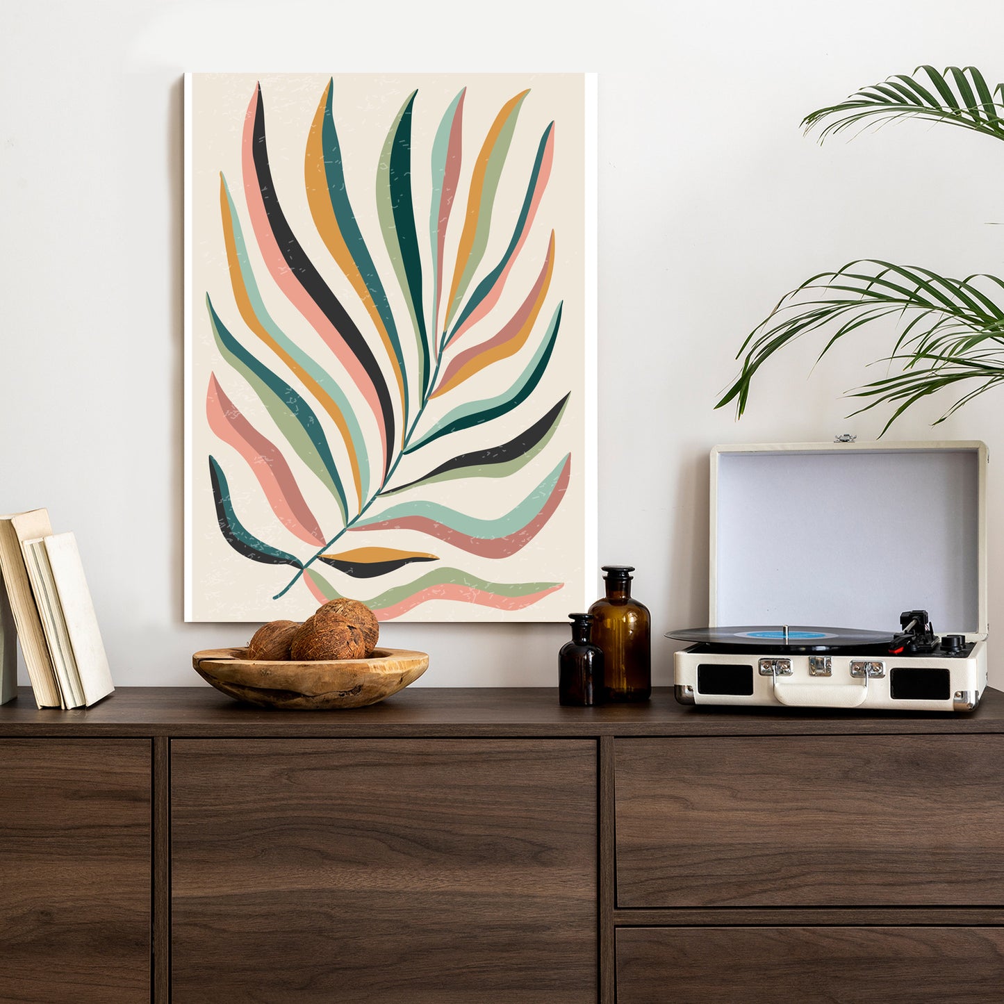 Poster Mehrfarbiges Matisse-Blatt Rahmen Holz Mit Passepartout Farbe Natürlich