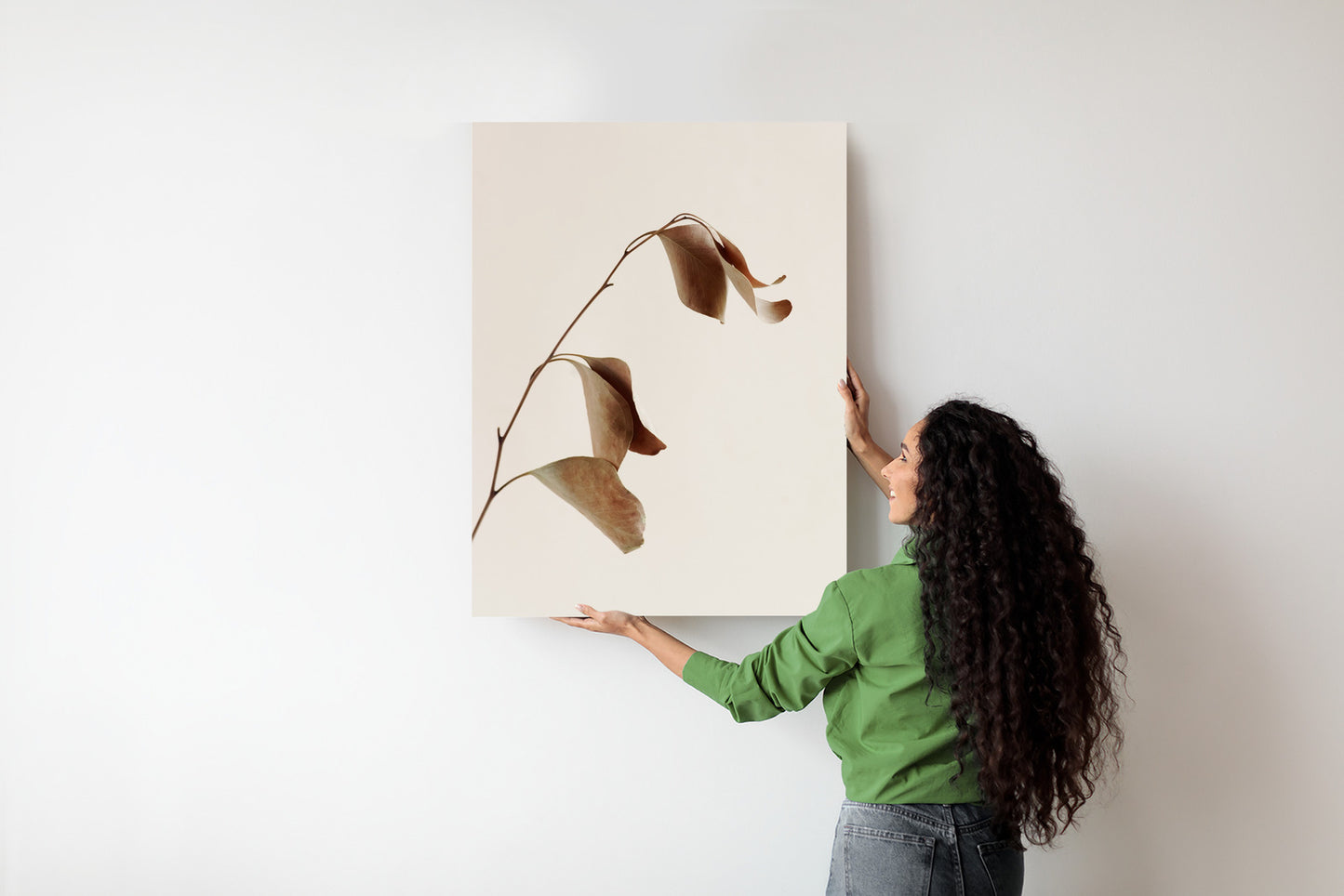 Poster Beiger Trockener Eukalyptus Rahmen Holz Mit Passepartout Farbe Natürlich