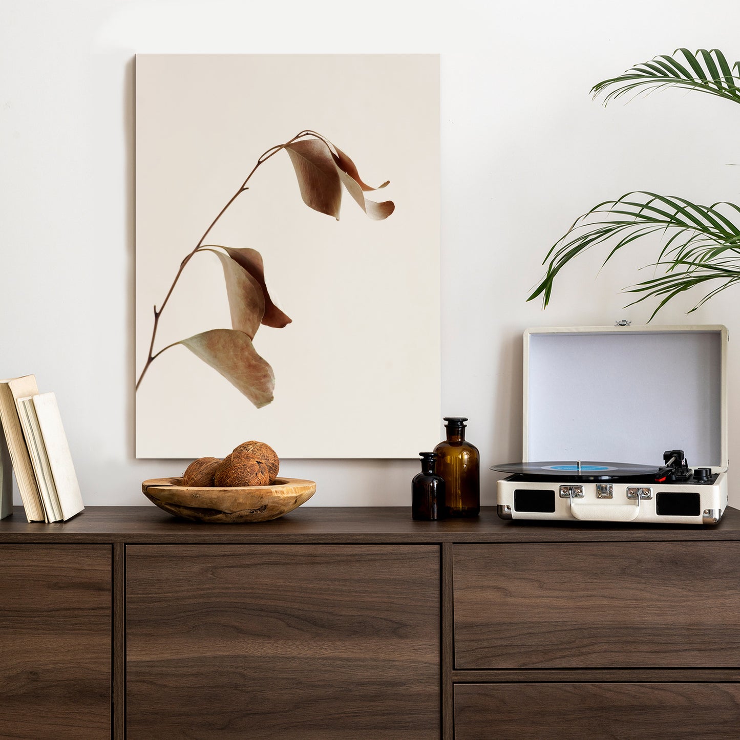Poster Beiger Trockener Eukalyptus Rahmen Holz Mit Passepartout Farbe Natürlich