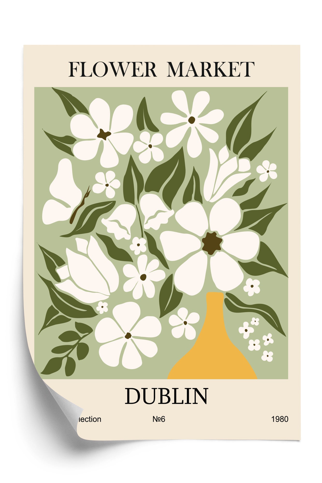 Poster Dubliner Blumenmarkt Rahmen Holz Mit Passepartout Farbe Natürlich
