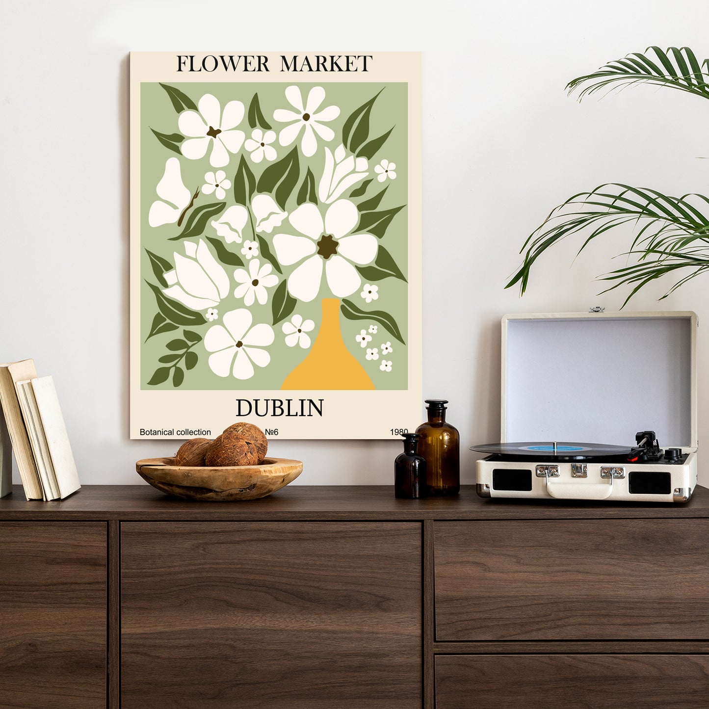 Poster Dubliner Blumenmarkt Rahmen Holz Mit Passepartout Farbe Natürlich