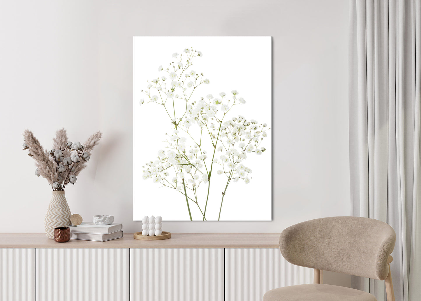 Poster Vier Zweige Mit Kleinen Weißen Blüten