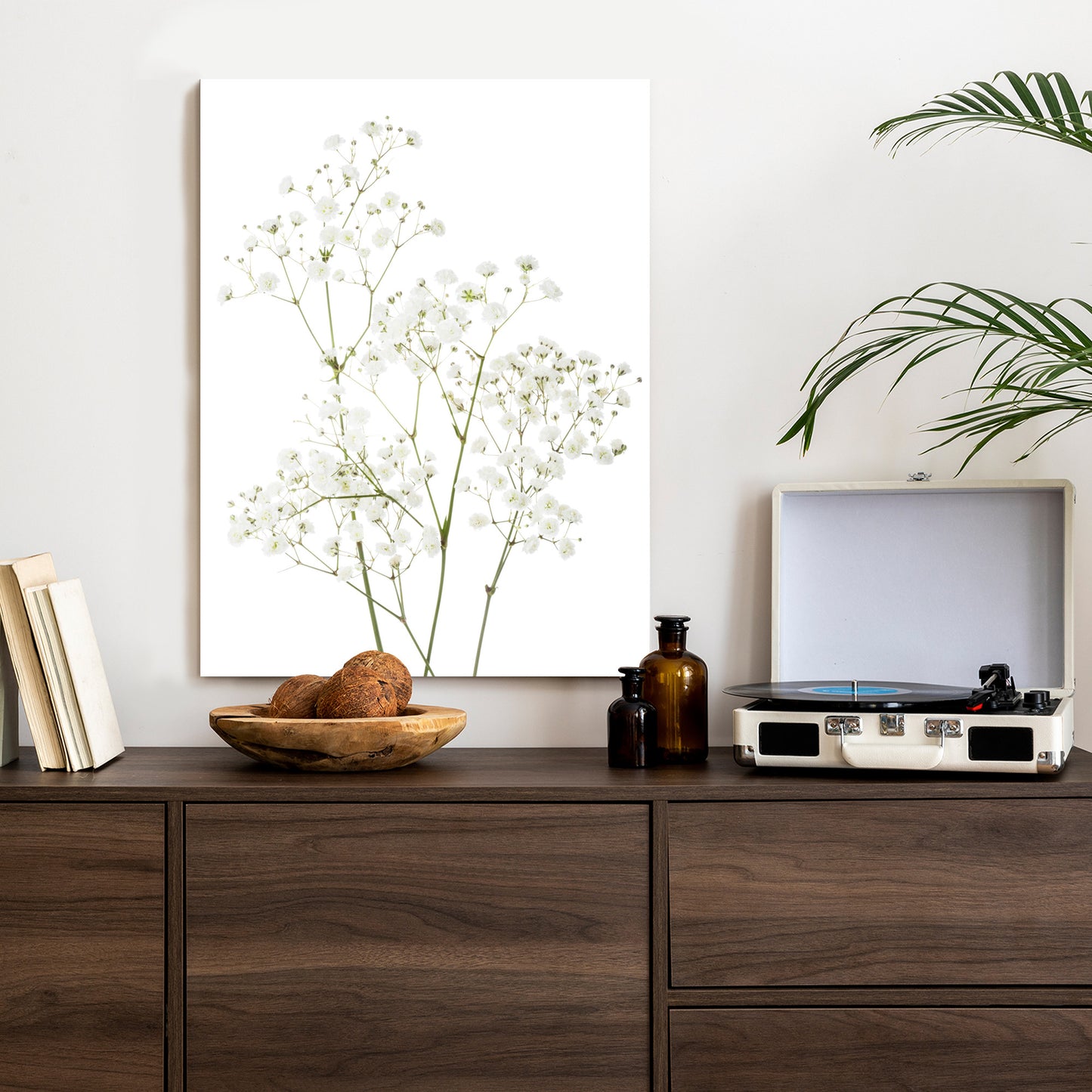 Poster Vier Zweige Mit Kleinen Weißen Blüten