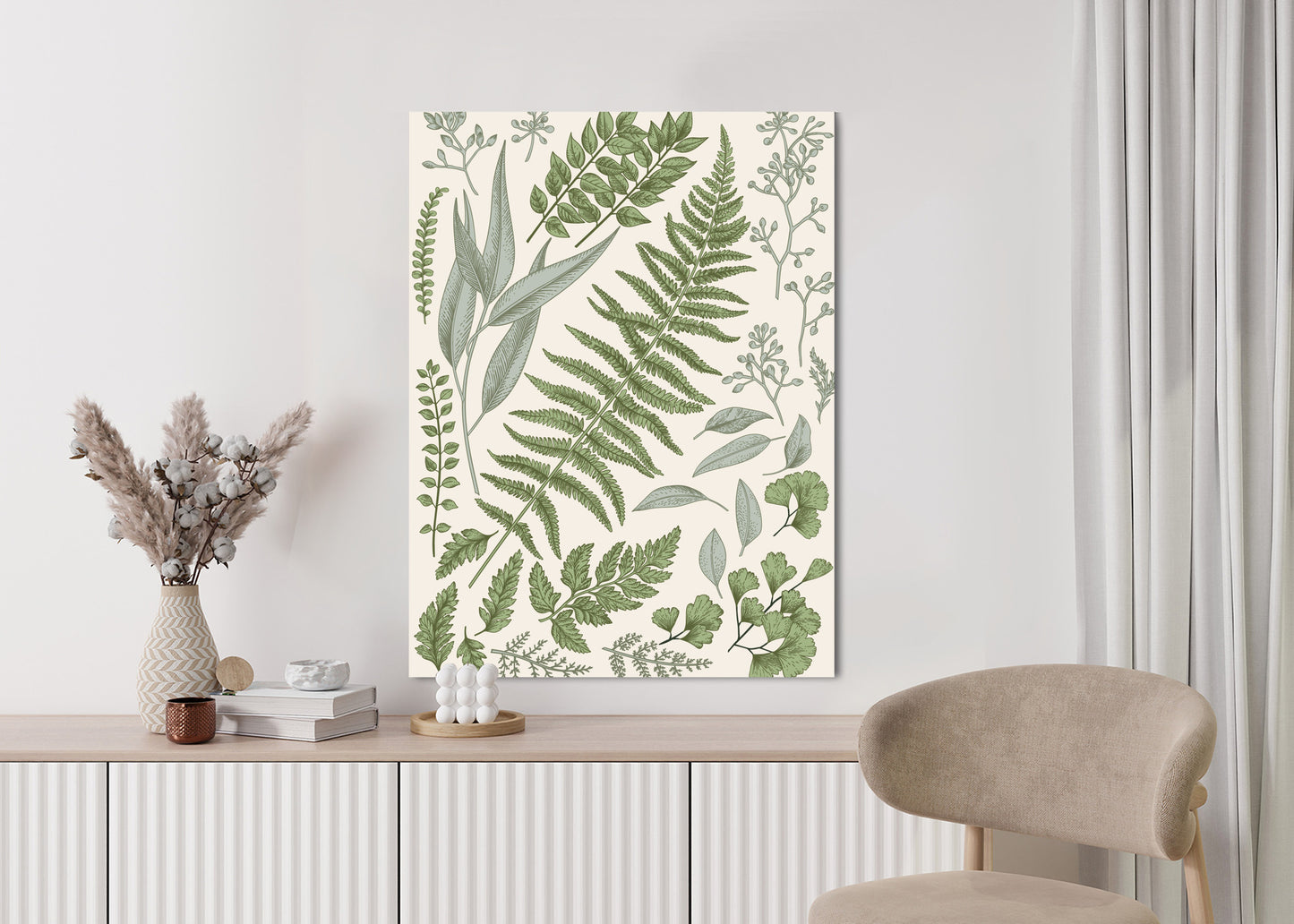Poster Satz Blätter Auf Altem Papier Rahmen Holz Mit Passepartout Farbe Natürlich
