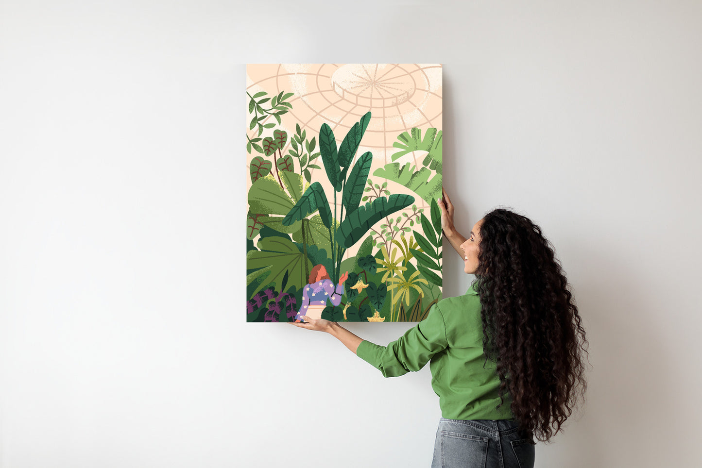 Poster Gewächshaus Und Exotische Pflanzen Rahmen Holz Mit Passepartout Farbe Natürlich