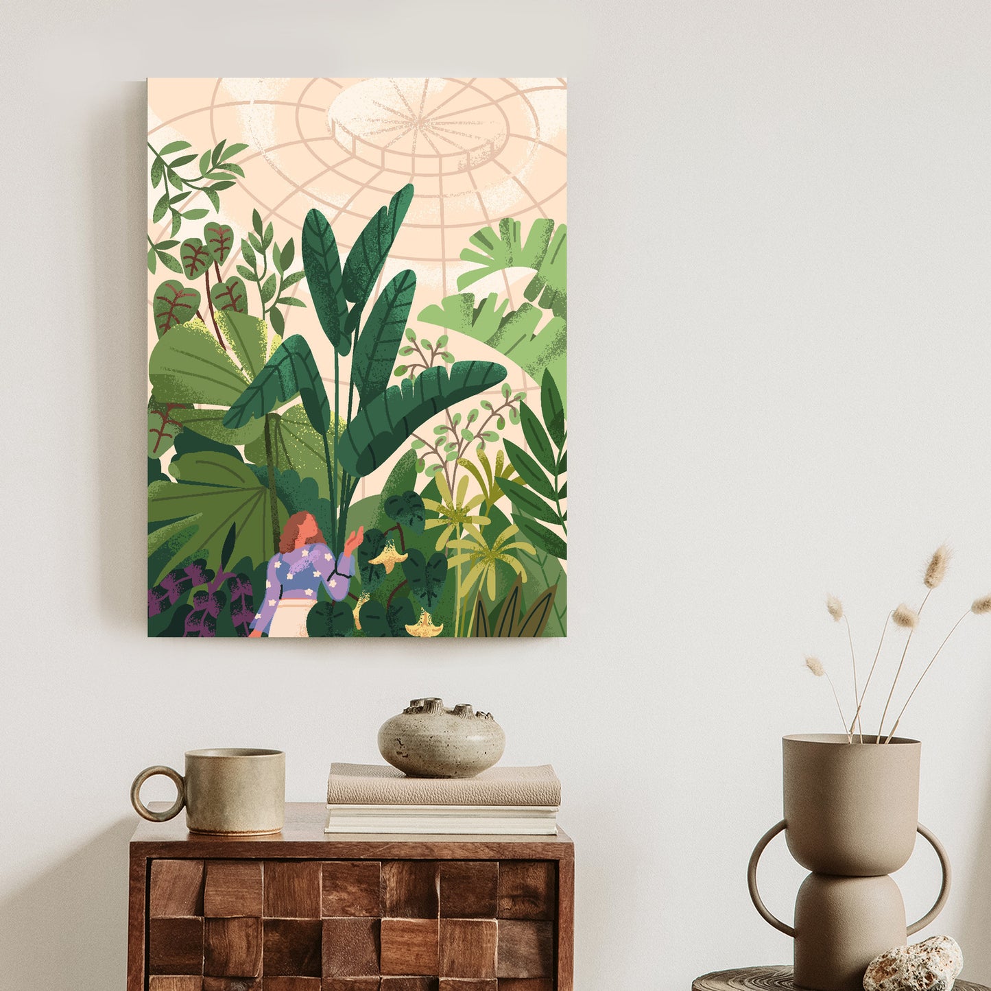 Poster Gewächshaus Und Exotische Pflanzen Rahmen Holz Mit Passepartout Farbe Natürlich