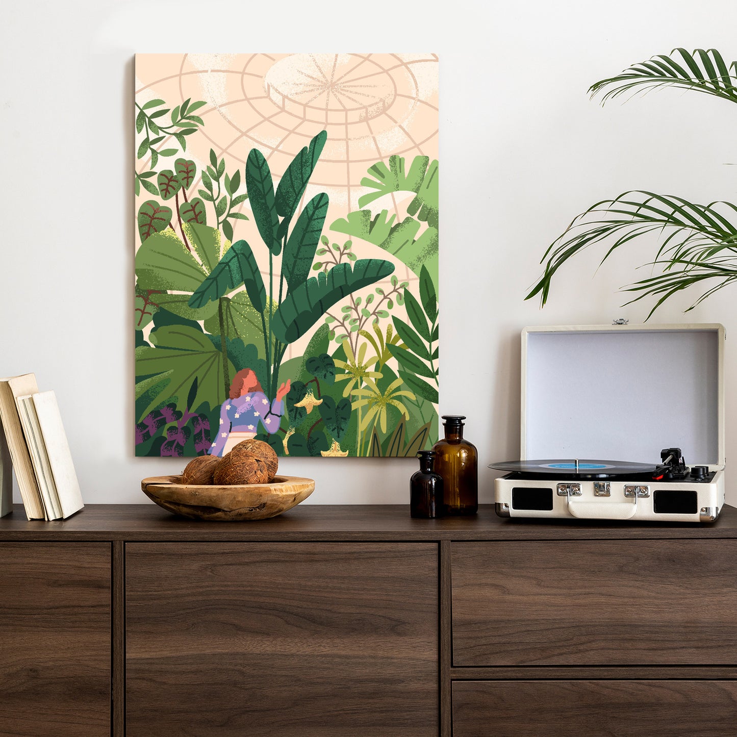 Poster Gewächshaus Und Exotische Pflanzen Rahmen Holz Mit Passepartout Farbe Natürlich