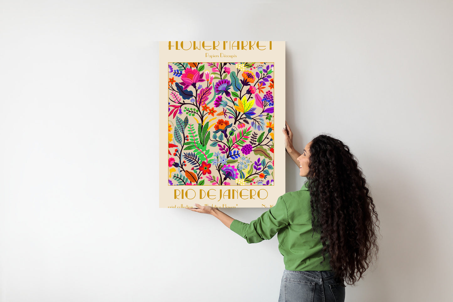 Poster Bunte Blumen Blumenmarkt Rahmen Holz Mit Passepartout Farbe Natürlich