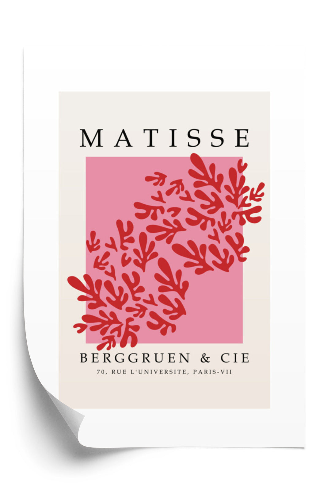 Poster Botanische Dekoration Im Matisse-Stil Rahmen Holz Mit Passepartout Farbe Natürlich