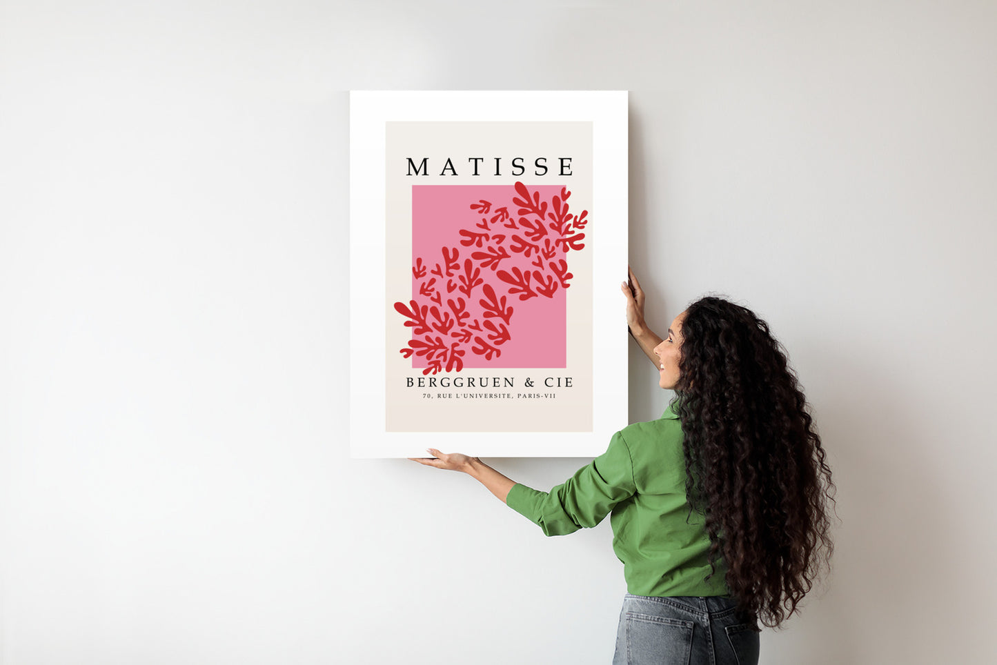 Poster Botanische Dekoration Im Matisse-Stil Rahmen Holz Mit Passepartout Farbe Natürlich