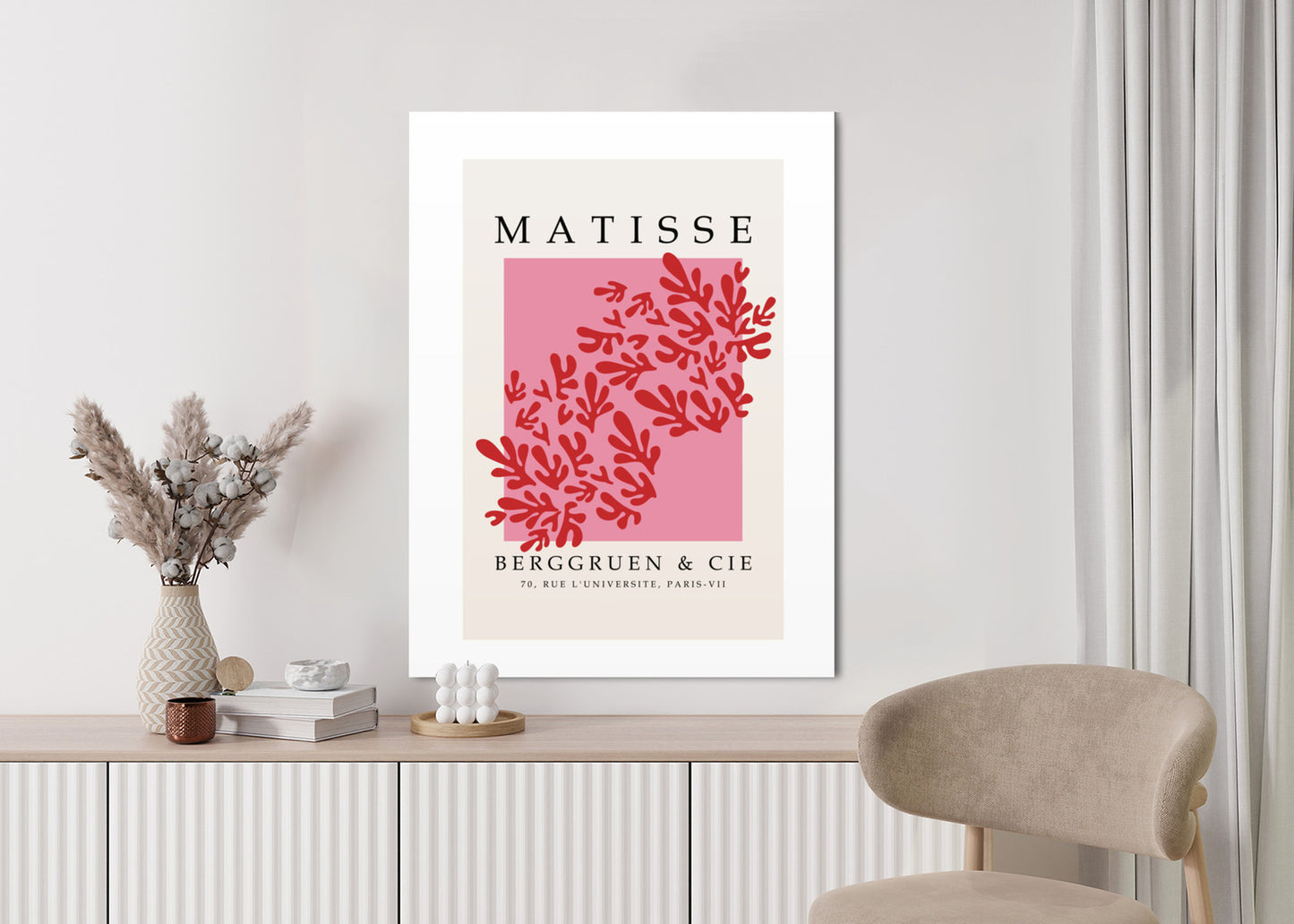 Poster Botanische Dekoration Im Matisse-Stil Rahmen Holz Mit Passepartout Farbe Natürlich