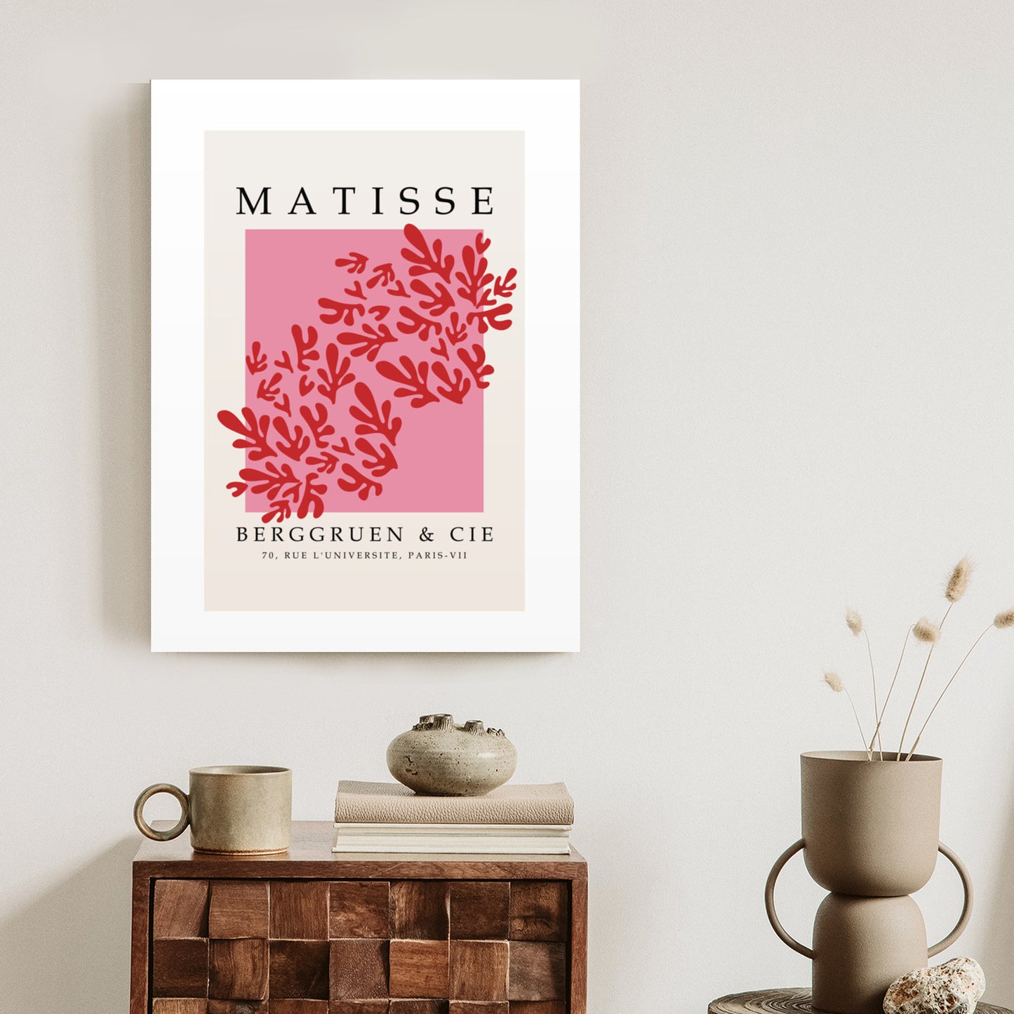 Poster Botanische Dekoration Im Matisse-Stil Rahmen Holz Mit Passepartout Farbe Natürlich