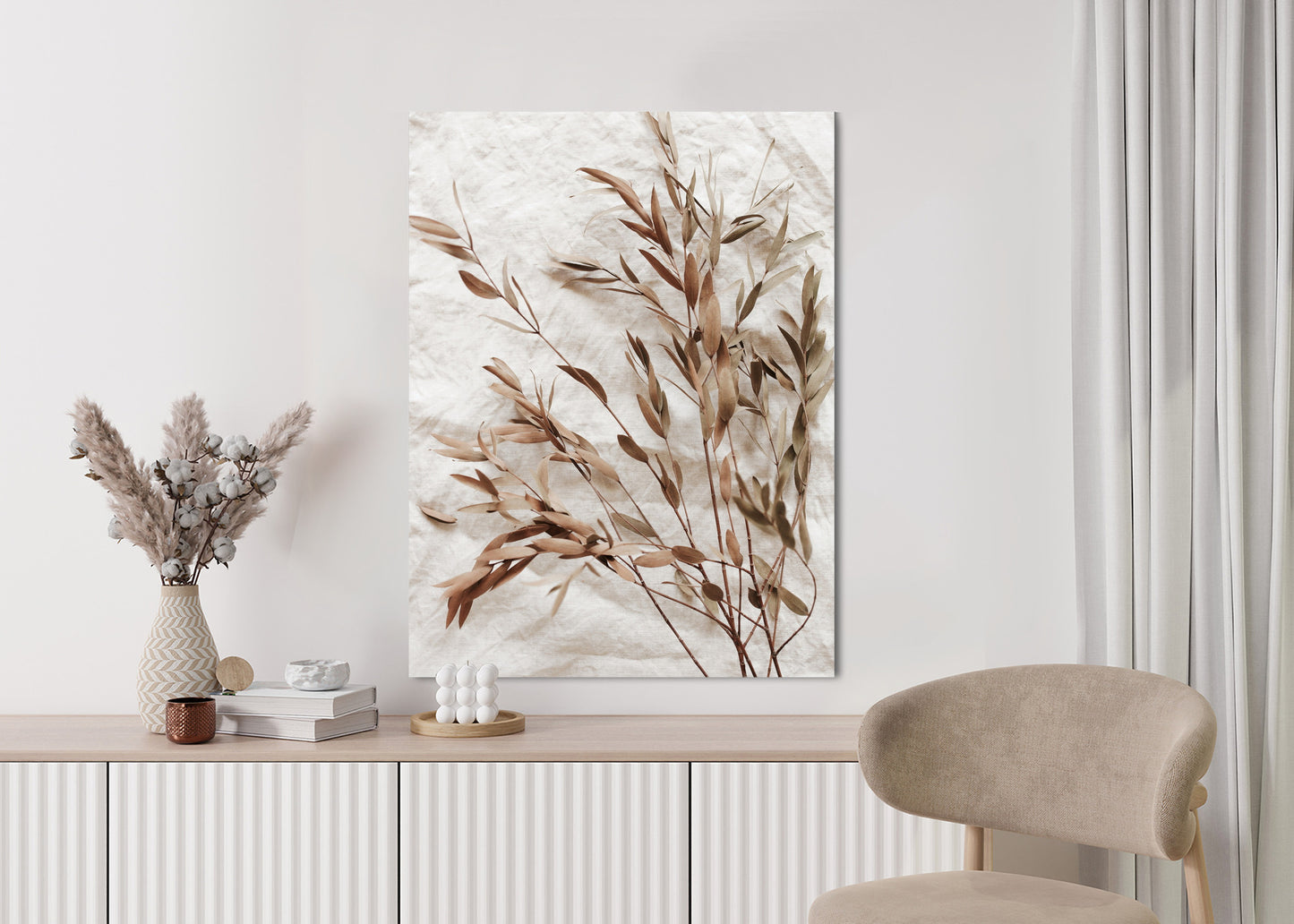 Poster Trockene Eukalyptusblätter Rahmen Holz Mit Passepartout Farbe Natürlich