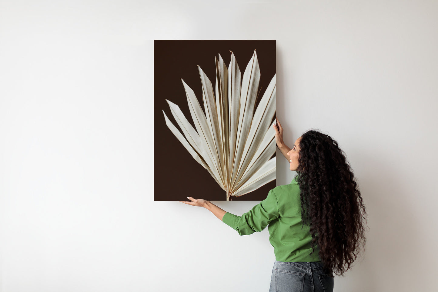 Poster Trockene Palme Auf Braunem Hintergrund Rahmen Holz Mit Passepartout Farbe Natürlich