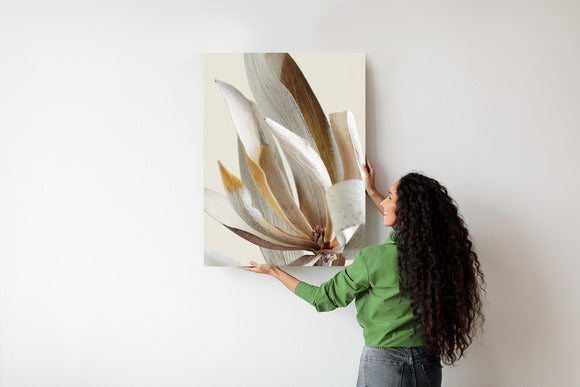 Poster Trockene Protea-Blätter Rahmen Holz Mit Passepartout Farbe Natürlich