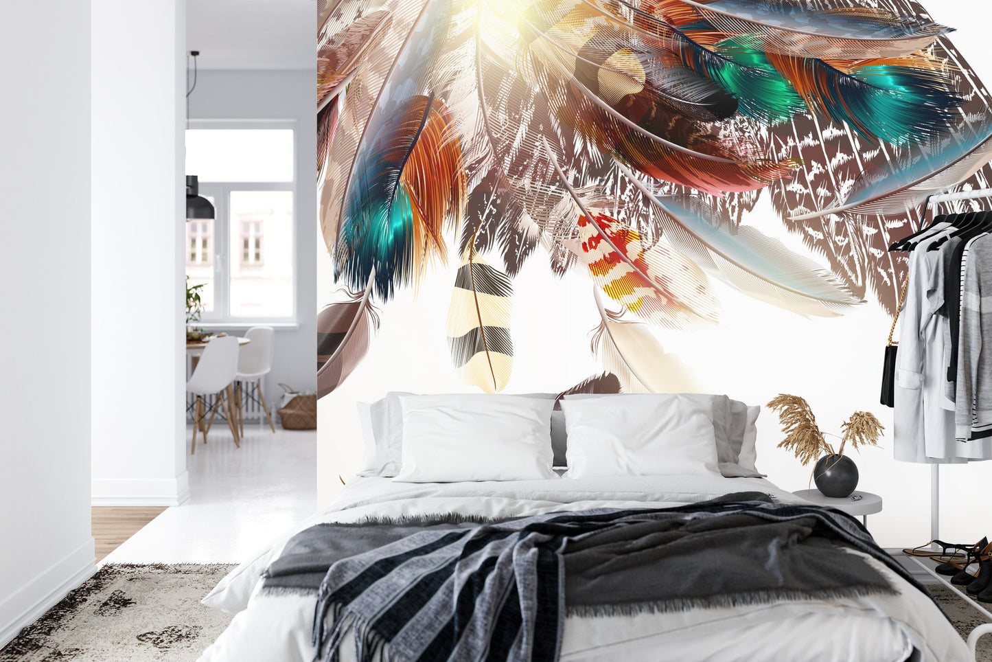 Fototapete Federn Im Boho-Stil