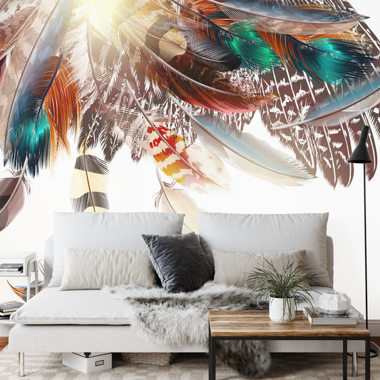 Fototapete Federn Im Boho-Stil