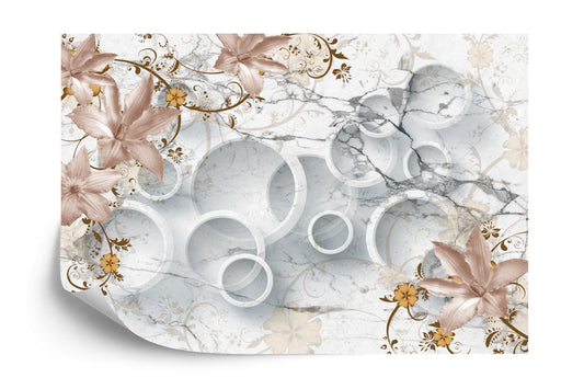 Fototapete Abstrakte Marmor Und Blumen
