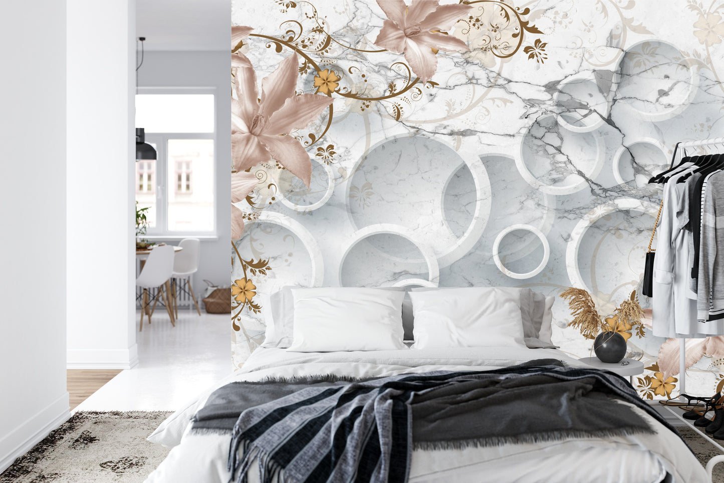 Fototapete Abstrakte Marmor Und Blumen