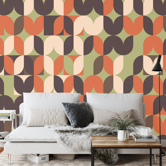 Fototapete Retro Pattern, Geometric Colorful Abstract