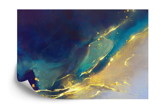 Fototapete Golden Abstract Elements With Watercolor Texture