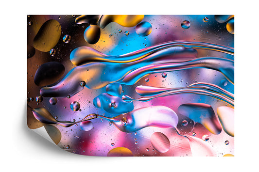 Fototapete Abstract Colorful Liquid Water Splash And Bubbles Background. Macro Photography