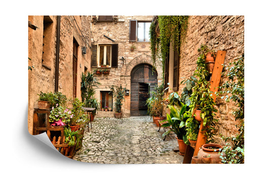 Fototapete Gasse Blumen