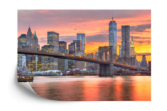 Fototapete Lower Manhattan Skyline And Brooklyn Bridge