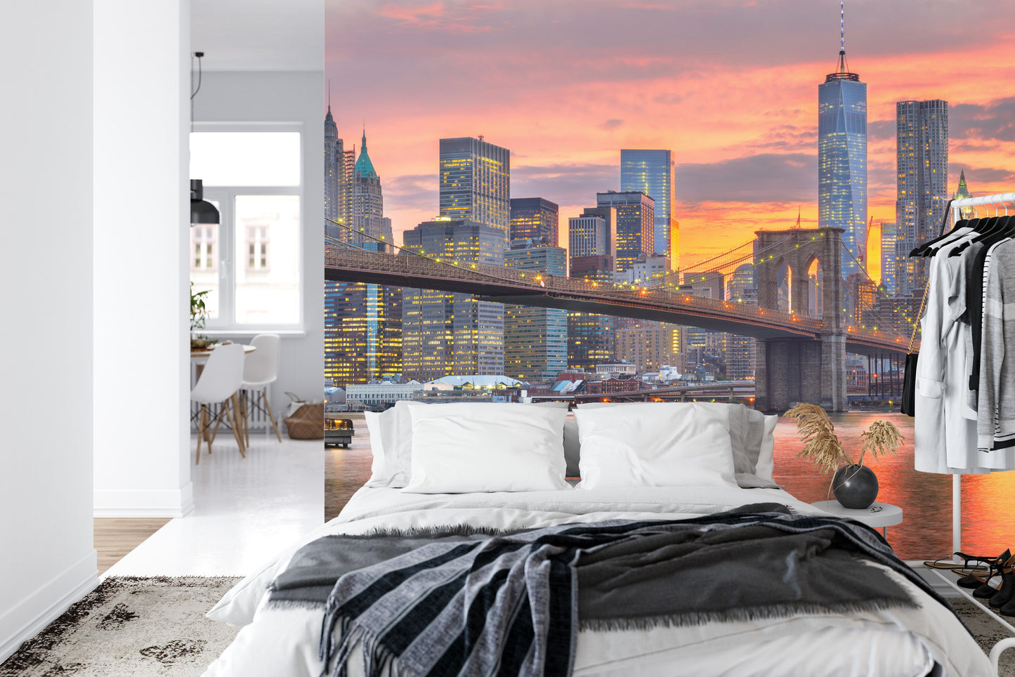 Fototapete Lower Manhattan Skyline And Brooklyn Bridge
