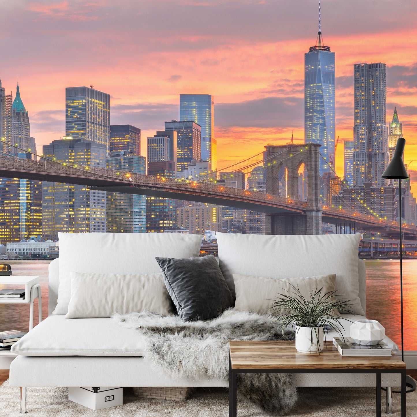 Fototapete Lower Manhattan Skyline And Brooklyn Bridge