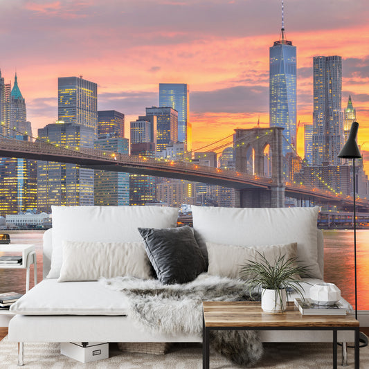 Fototapete Lower Manhattan Skyline And Brooklyn Bridge