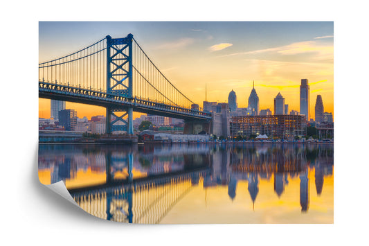 Fototapete Philadelphia Sunset Skyline Refection