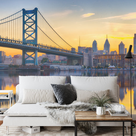 Fototapete Philadelphia Sunset Skyline Refection