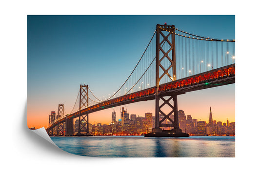 Fototapete San Francisco Skyline With Oakland Bay Bridge At Sunset, California, Usa