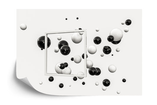 Fototapete Kugeln 3D Schwarz-Weiß