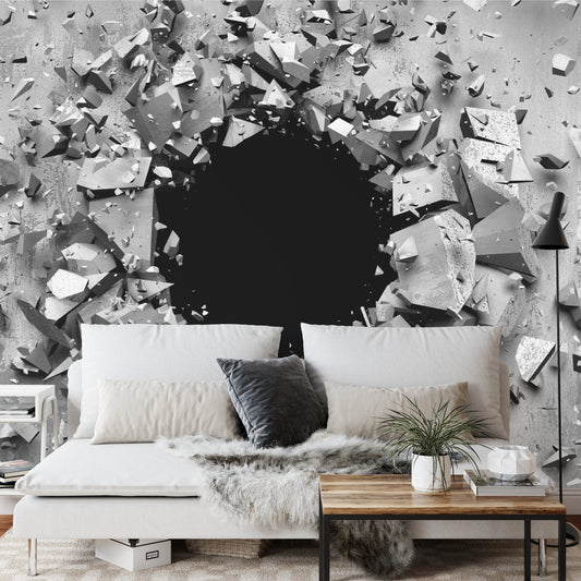 Fototapete Loch In Der Wand Beton 3D-Effekt