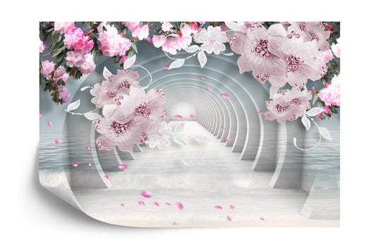 Fototapete 3D Wallpaper Pink Jewelry Flowers