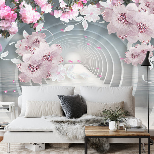 Fototapete 3D Wallpaper Pink Jewelry Flowers